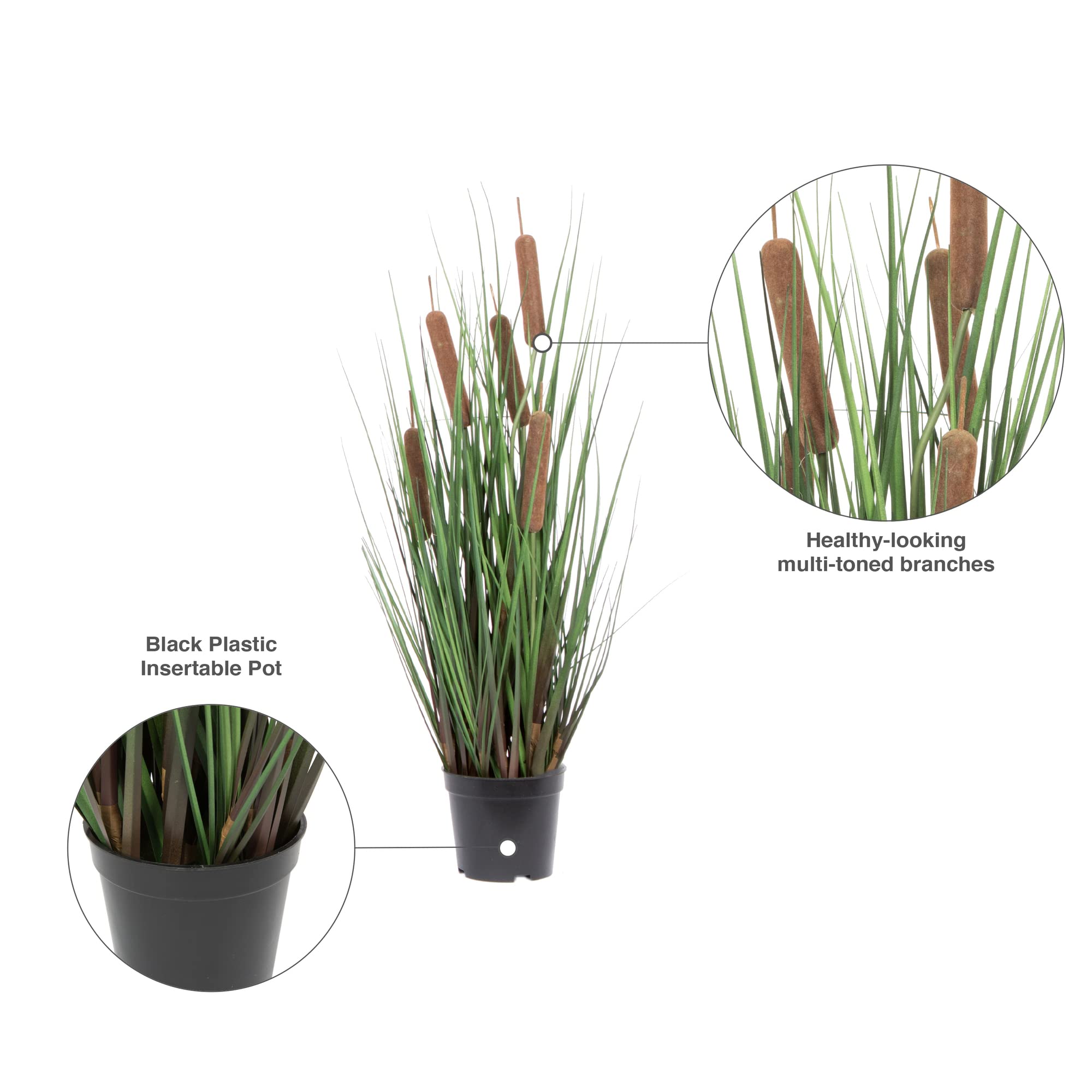 Foto 5 | Hierba Verde Recta Artificial En Maceta De 24 Cm Con Maceta Negra - Venta Internacional.