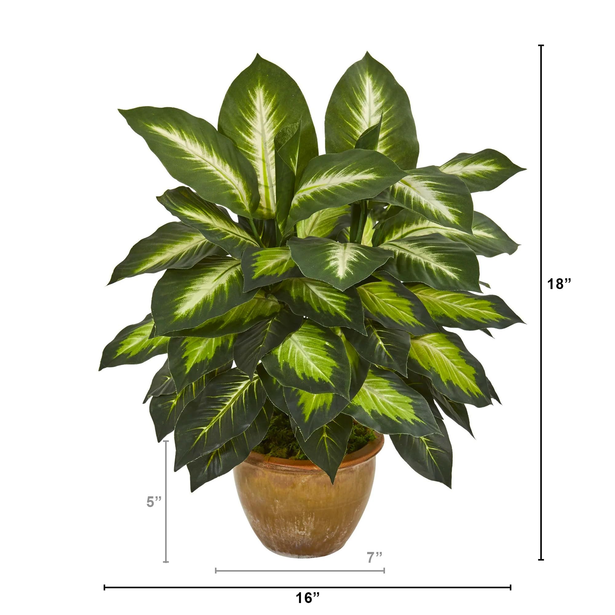 Foto 7 pulgar | Planta Artificial De Dieffenbachia Casi Natural Con Maceta De Cerámica - Venta Internacional.