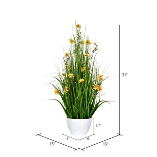 Foto 2 | Cosmos Amarillos Artificiales Y Hierba Verde En Maceta, 31 Cm, Vickerman - Venta Internacional.