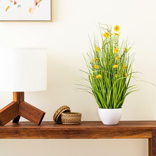 Foto 3 | Cosmos Amarillos Artificiales Y Hierba Verde En Maceta, 31 Cm, Vickerman - Venta Internacional.