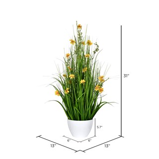 Foto 5 | Cosmos Amarillos Artificiales Y Hierba Verde En Maceta, 31 Cm, Vickerman - Venta Internacional.