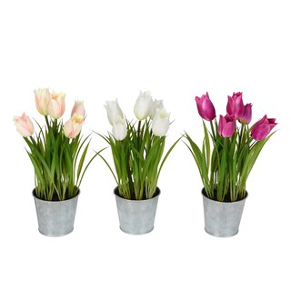 Foto 1 | Juego De 3 Tulipanes Artificiales Vickerman Everyday De 10.5 Pulgadas Con Macetas De Metal - Venta Internacional.