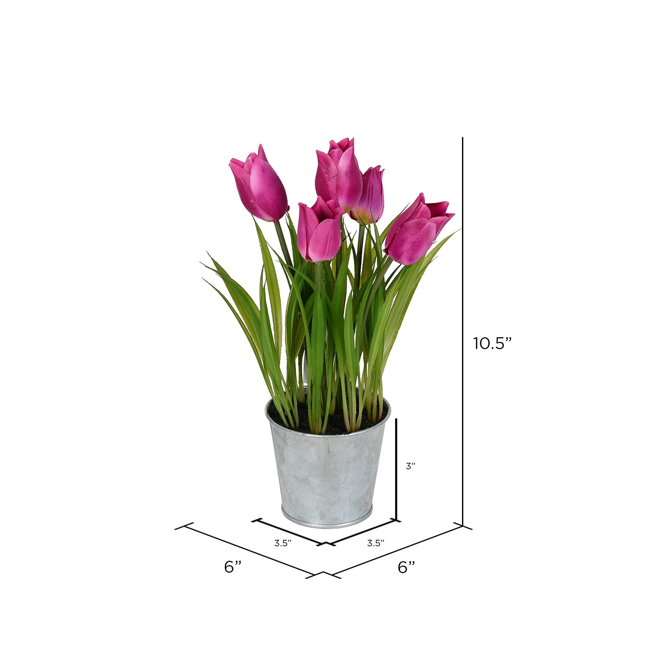 Foto 3 pulgar | Juego De 3 Tulipanes Artificiales Vickerman Everyday De 10.5 Pulgadas Con Macetas De Metal - Venta Internacional.