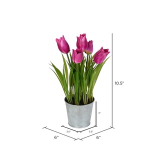 Foto 2 | Juego De 3 Tulipanes Artificiales Vickerman Everyday De 10.5 Pulgadas Con Macetas De Metal - Venta Internacional.