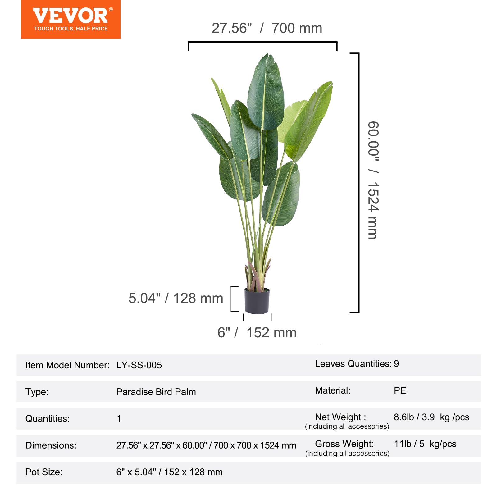 Foto 8 pulgar | Árbol Artificial Vevor Con Forma De Pájaro Del Paraíso, 150 Cm De Altura, Material De Polietileno - Venta Internacion