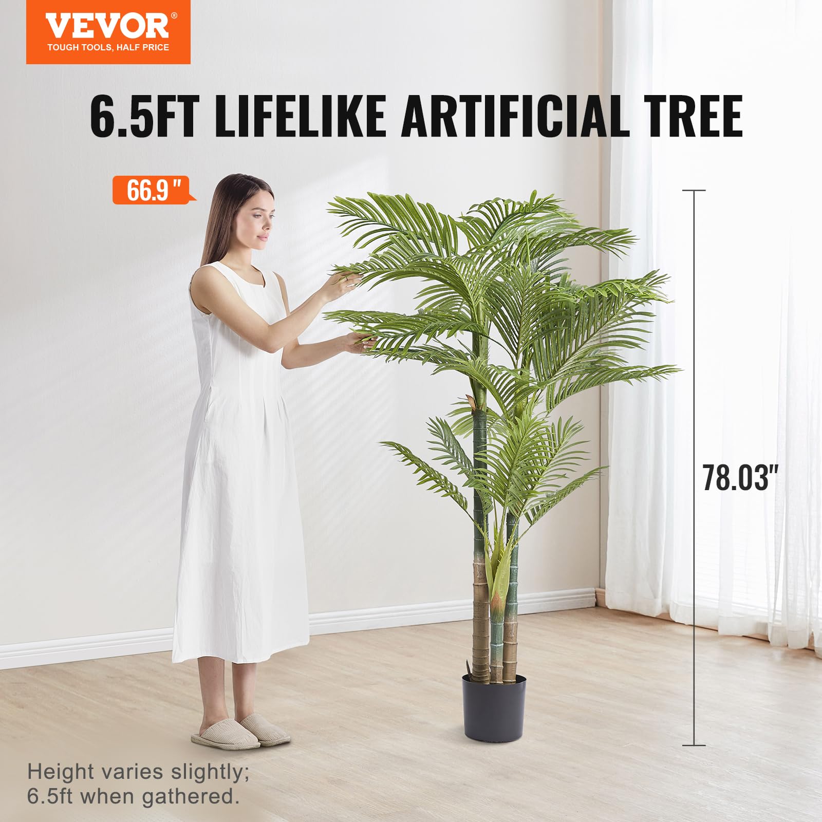 Foto 2 | Palmera Artificial De Caña Dorada Vevor De 2 M Con Antivuelco - Venta Internacional.