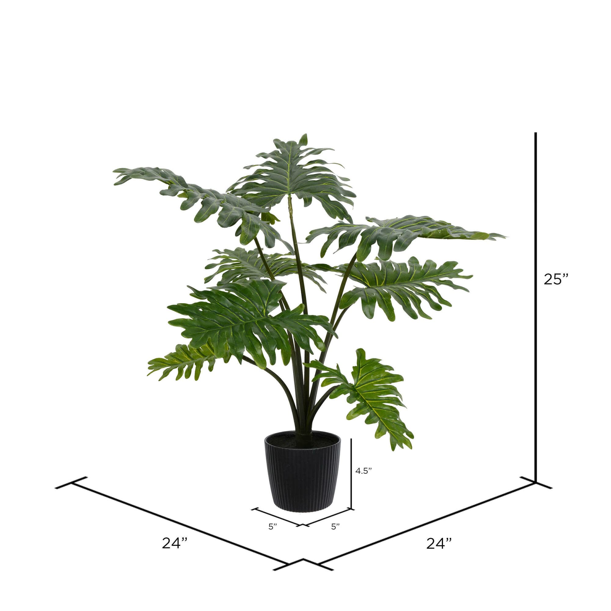 Foto 4 pulgar | Gran Filodendro Artificial Vickerman De 25 Cm De Alto, Color Verde - Venta Internacional.