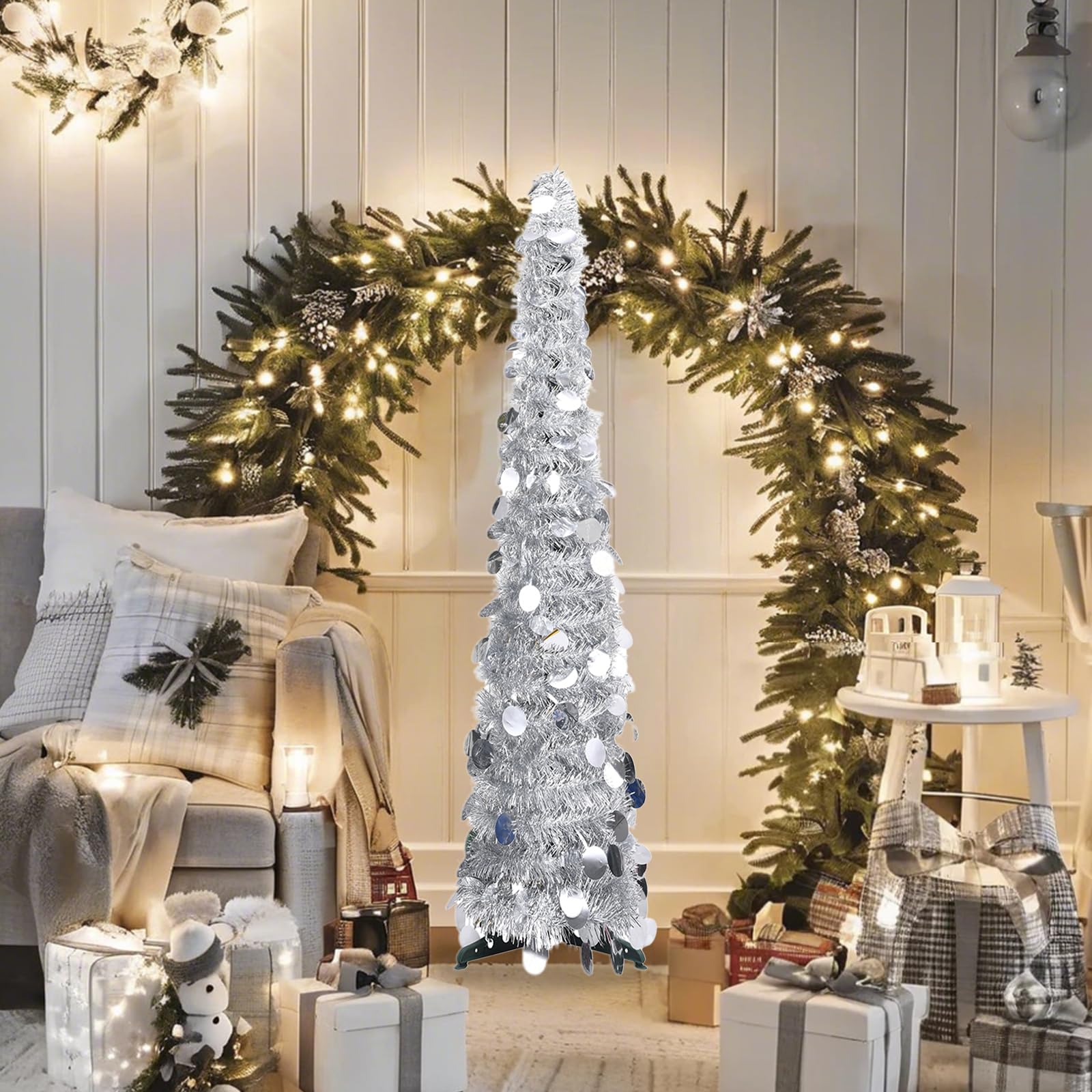 Foto 3 pulgar | Árbol De Navidad Artificial Vidaxl Plateado Brillante 120 Cm - Venta Internacional.