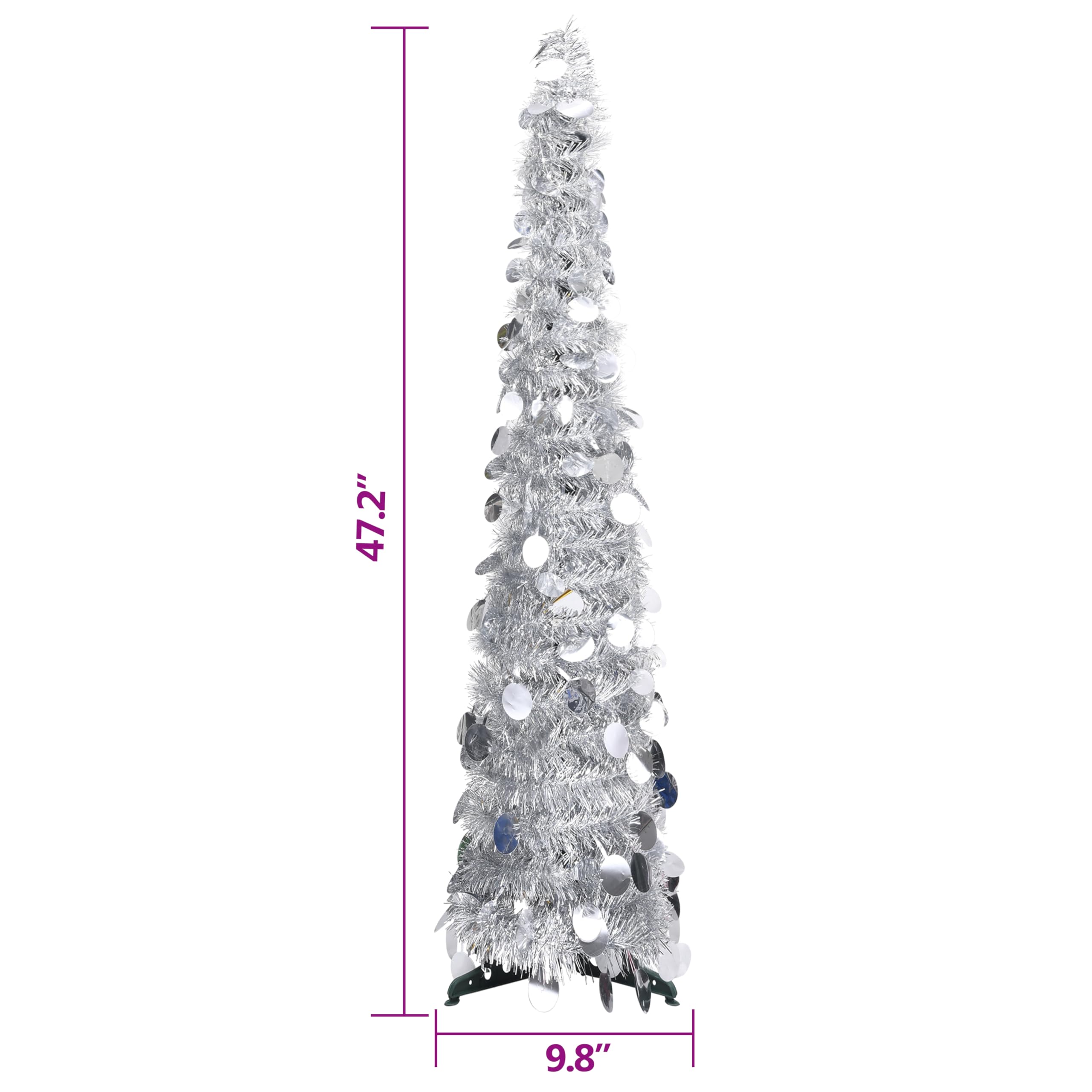 Foto 3 | Árbol De Navidad Artificial Vidaxl Plateado Brillante 120 Cm - Venta Internacional.