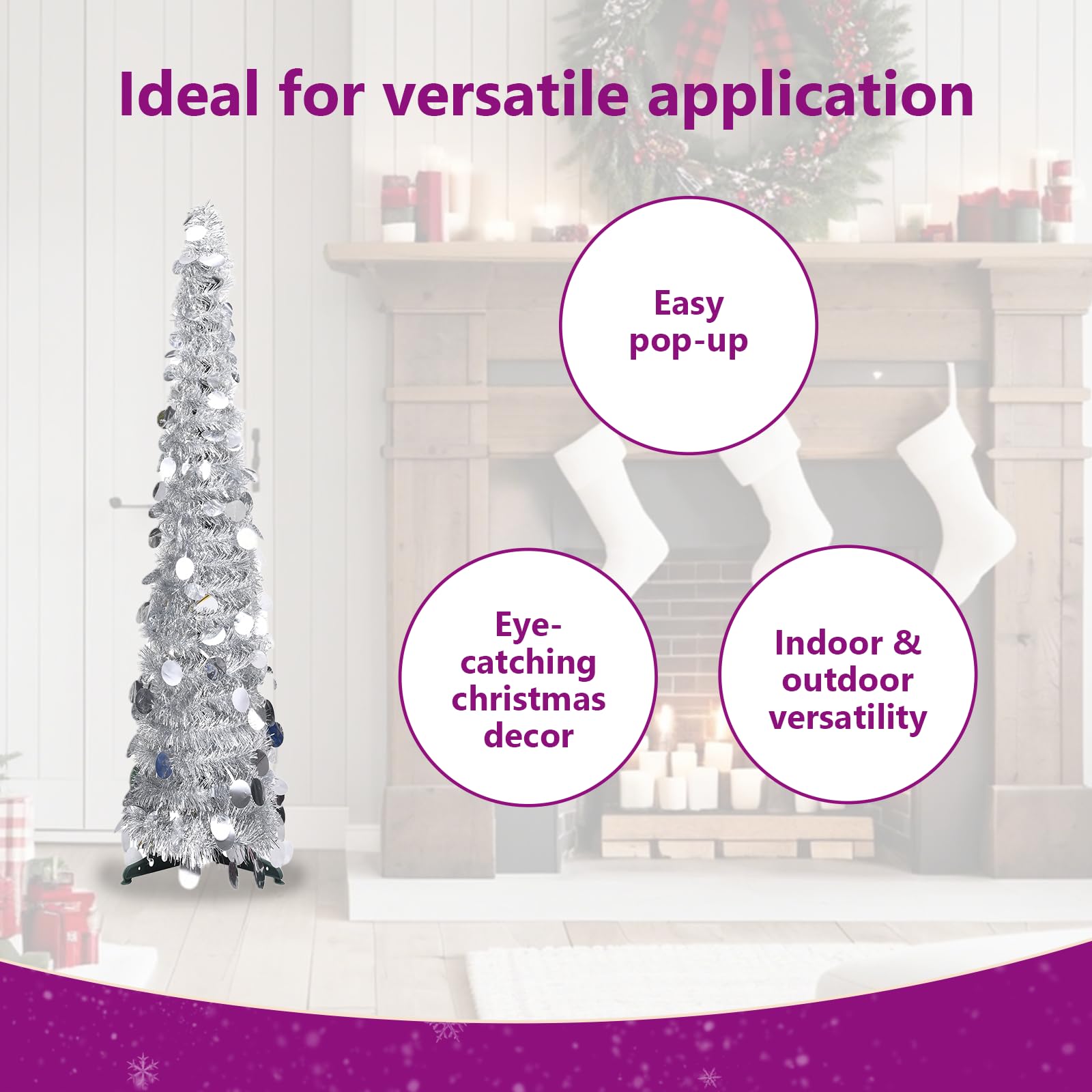 Foto 4 | Árbol De Navidad Artificial Vidaxl Plateado Brillante 120 Cm - Venta Internacional.