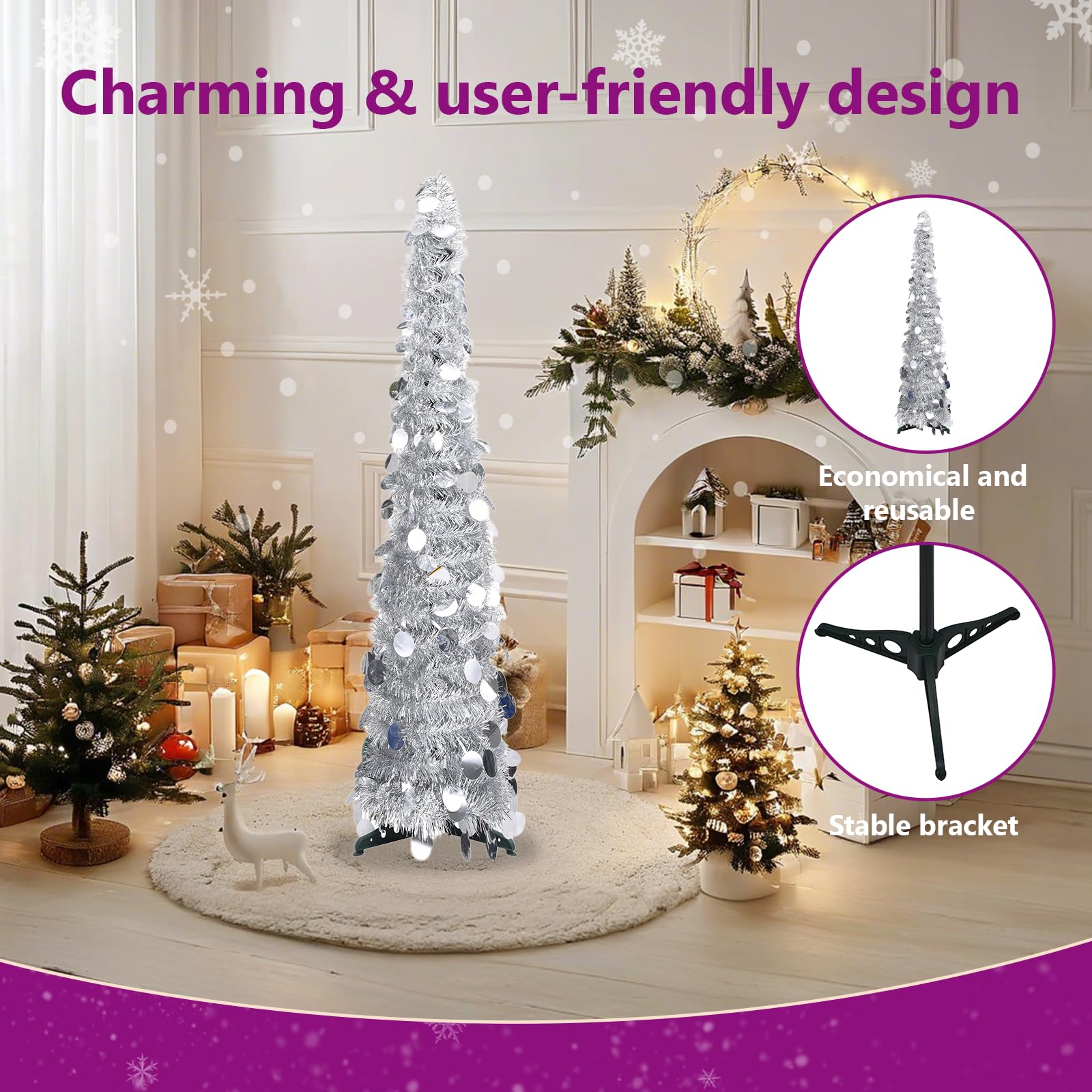 Foto 7 pulgar | Árbol De Navidad Artificial Vidaxl Plateado Brillante 120 Cm - Venta Internacional.