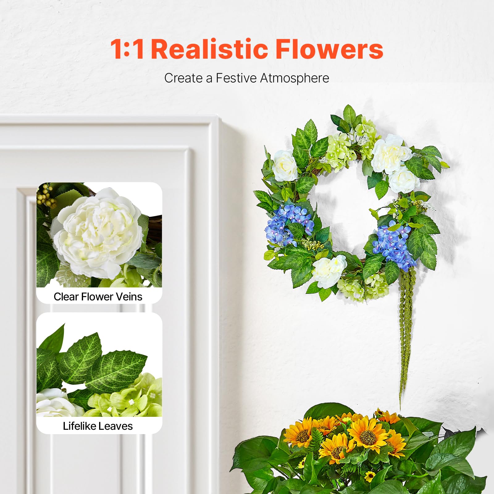 Foto 3 pulgar | Corona de Primavera Artificial 60 cm - Venta Internacional