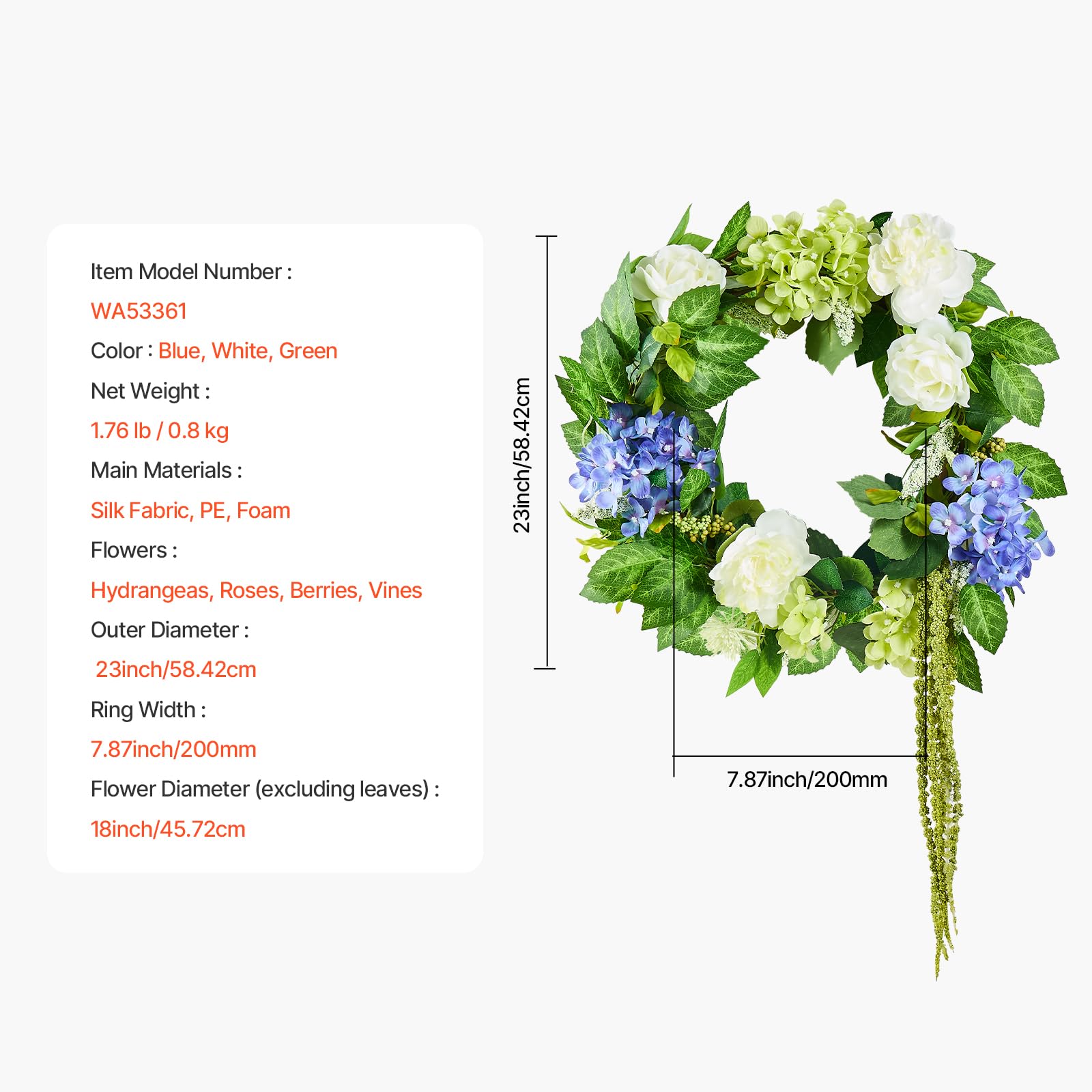 Foto 7 | Corona de Primavera Artificial 60 cm - Venta Internacional