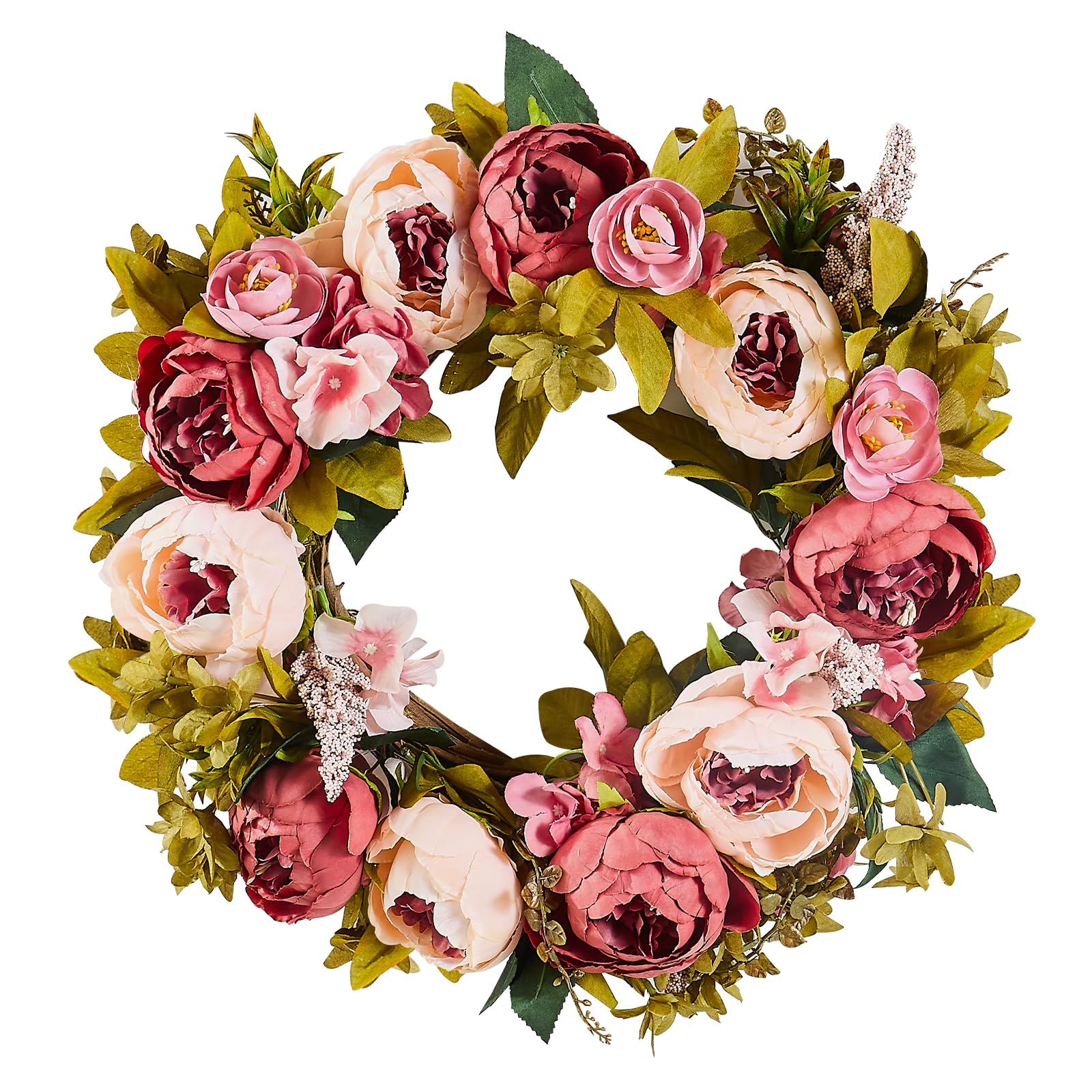 Corona de Primavera VEVOR con Peonía Artificial  48 cm -Venta Internacional