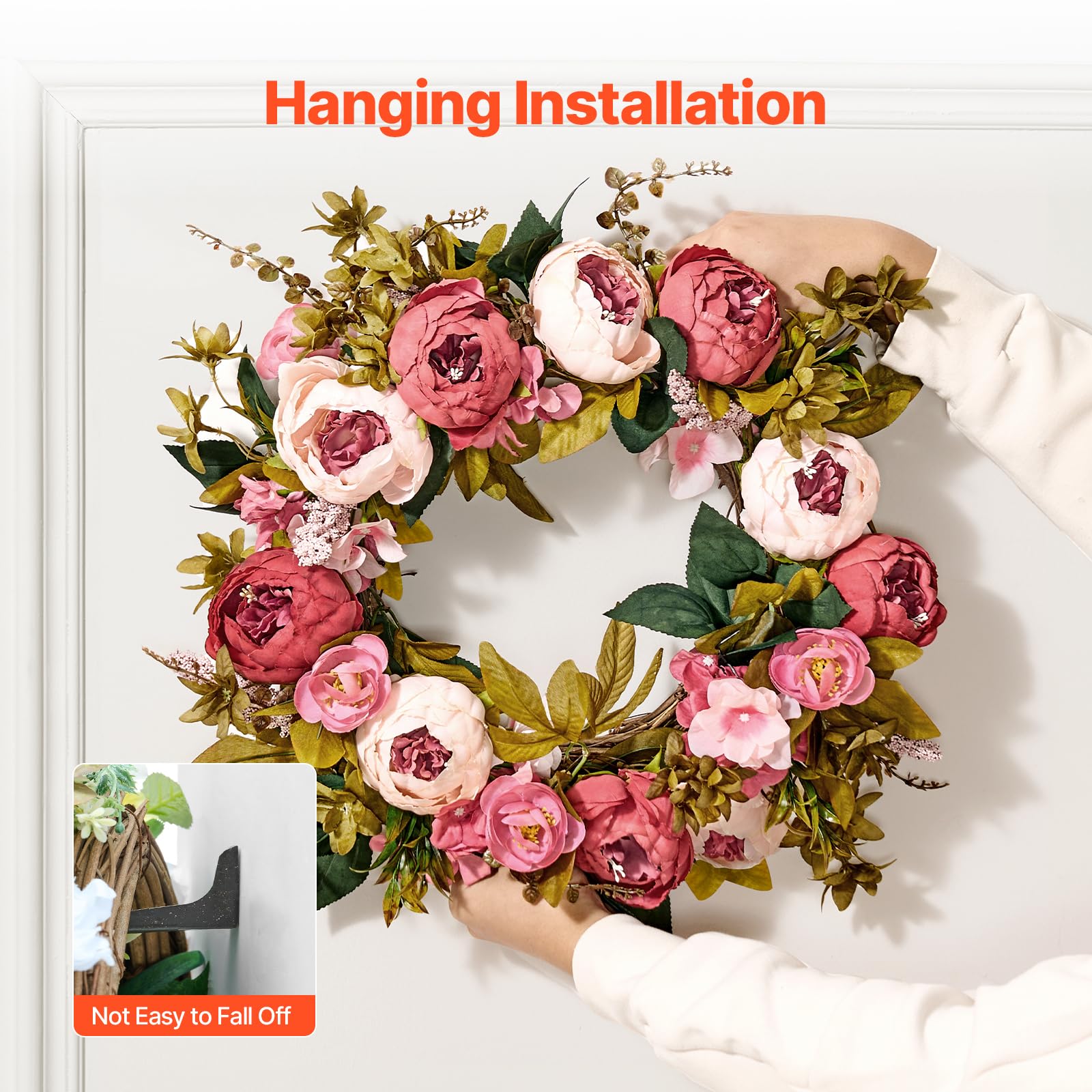 Foto 7 pulgar | Corona de Primavera VEVOR con Peonía Artificial  48 cm -Venta Internacional