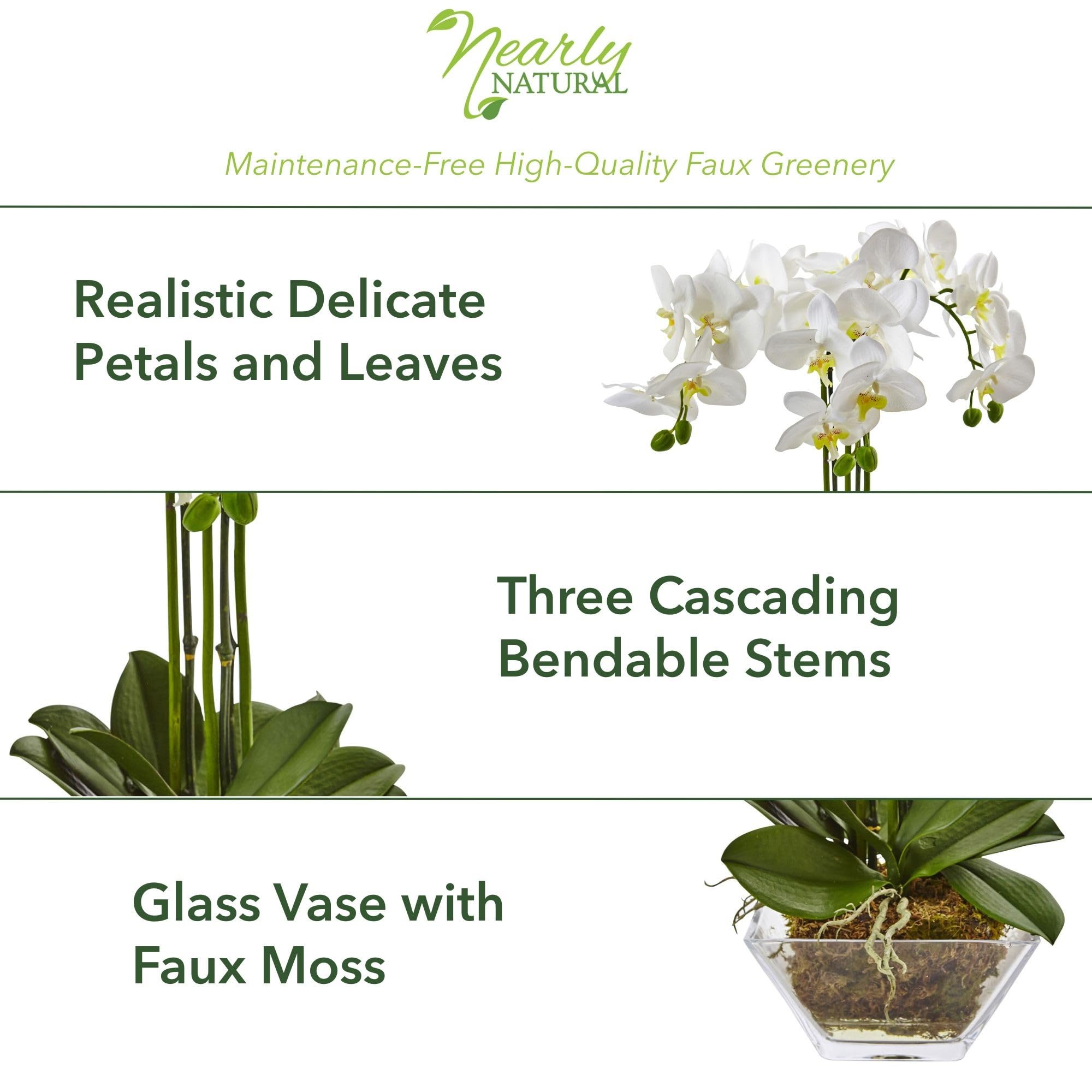 Foto 3 pulgar | Planta Artificial Orquídea Triple Phalaenopsis- Venta Internacional