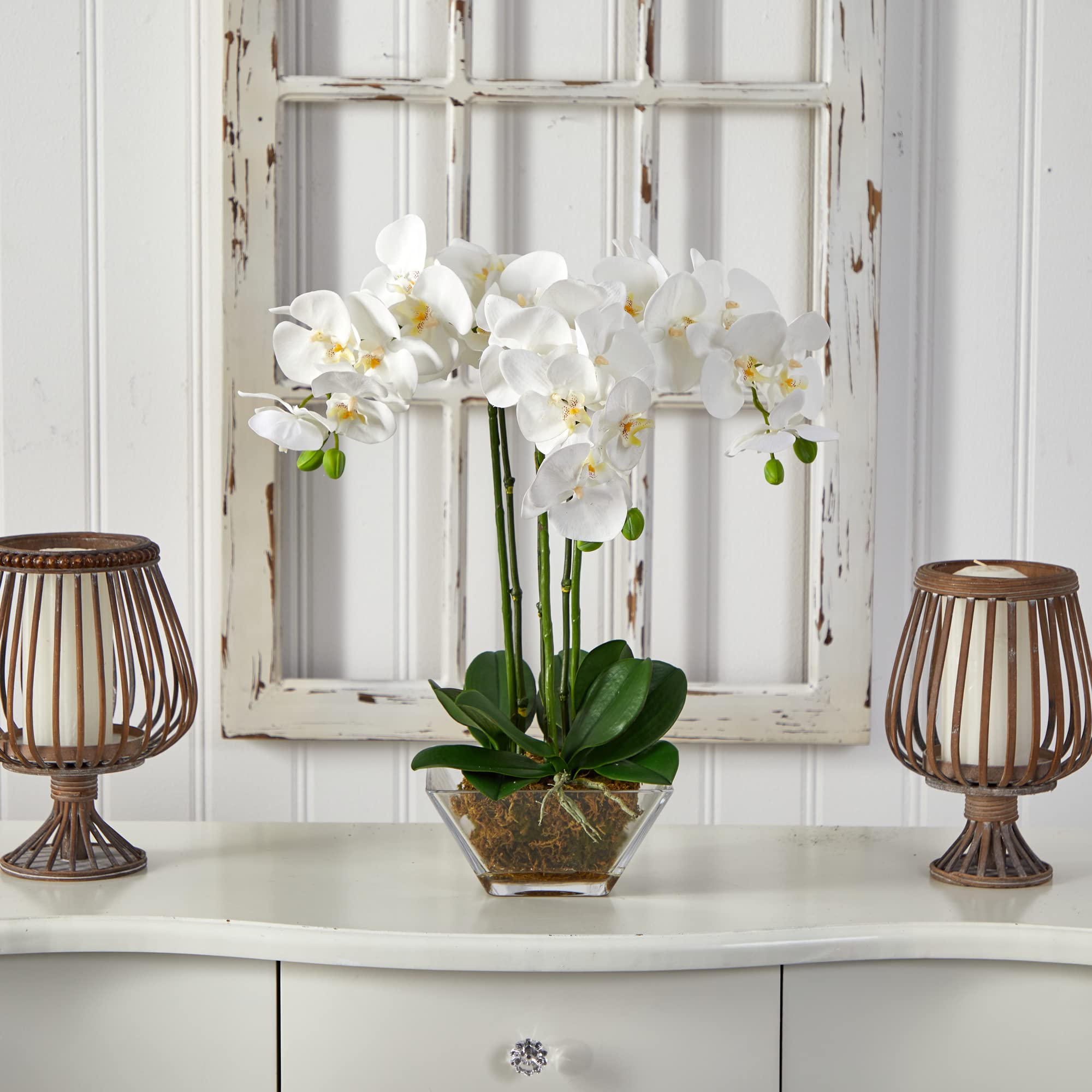 Foto 4 pulgar | Planta Artificial Orquídea Triple Phalaenopsis- Venta Internacional