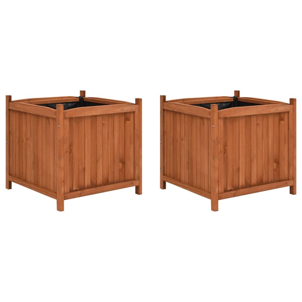 Foto 2 pulgar | Juego De Maceteros Elevados Vidaxl De Madera Maciza Con Forro De Polietileno, 2 Unidades - Venta Internacional.