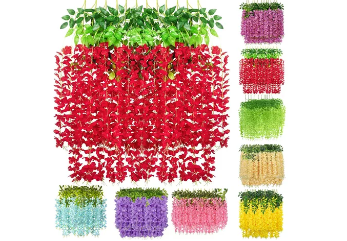 Xtellar Colección Elegante De 30 Flores Wisteria Artificiales De 1.1m Para Decoración Festiva Y Romántica En Azul