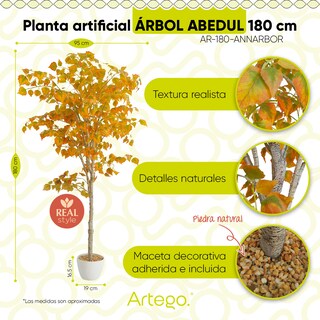 Foto 2 | Planta Artificial Moderna Con Maceta Decorativa Real Style Arból Ann Arbor Abedul Grande De 180cm De Alto Artego