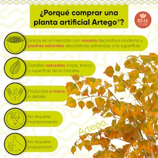 Foto 3 | Planta Artificial Moderna Con Maceta Decorativa Real Style Arból Ann Arbor Abedul Grande De 180cm De Alto Artego