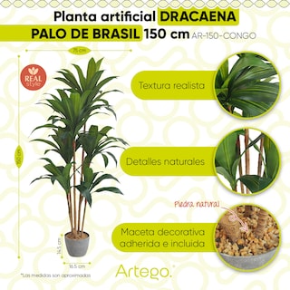 Foto 2 | Planta Artificial Moderna Con Maceta Decorativa Real Style Congo Dracaena Palo De Brasil Grande De 150cm De Alto Artego