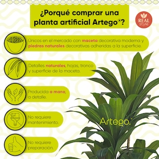 Foto 3 | Planta Artificial Moderna Con Maceta Decorativa Real Style Congo Dracaena Palo De Brasil Grande De 150cm De Alto Artego