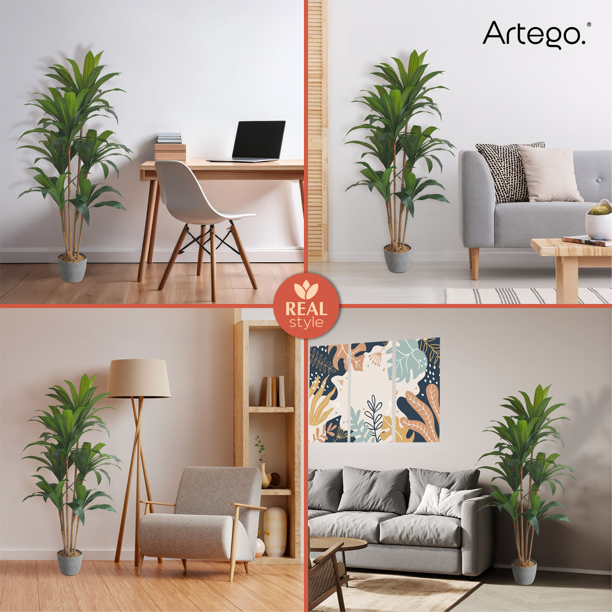 Foto 6 pulgar | Planta Artificial Moderna Con Maceta Decorativa Real Style Congo Dracaena Palo De Brasil Grande De 150cm De Alto Artego