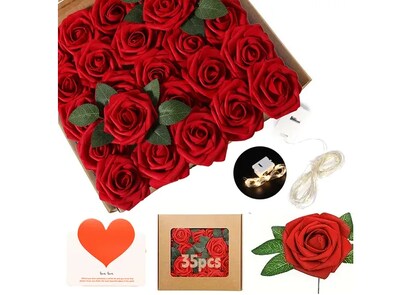 Foto 1 | Elegancia Xtellar: Rosas Artificiales Decorativas De Lujo Para Bodas Y Eventos - Paquete De 35 Piezas