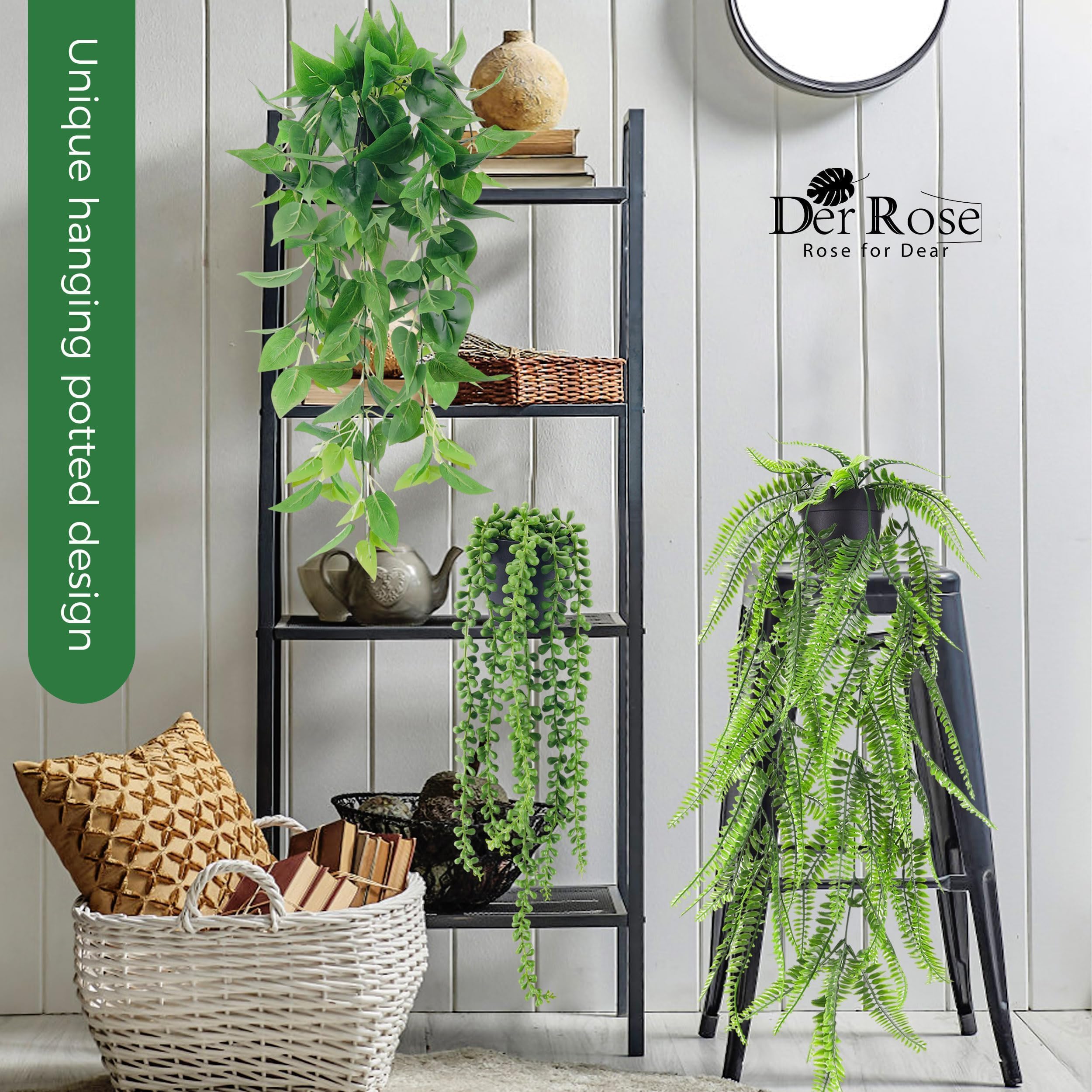 Foto 7 | Plantas Colgantes Artificiales Der Rose 4 Piezas - Venta Internacional