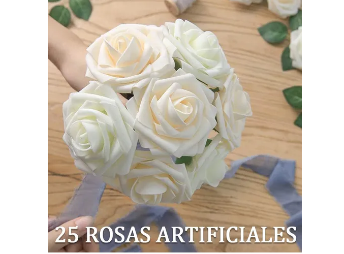 Foto 3 pulgar | Rosas Artificiales Xtellar (set De 25), Para Bodas Y Fiestas, Elegancia Y Durabilidad En Cada Flor De 8cm.