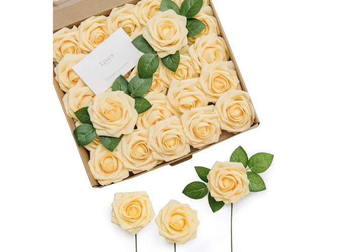 Foto 2 pulgar | Xtellar Rosas Artificiales Deluxe 25pc, Decorativas De Lujo Para Eventos Elegantes Y Creaciones Manuales
