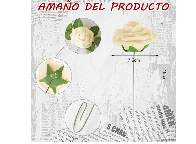 Foto 3 | Xtellar Rosas Artificiales Deluxe 25pc, Decorativas De Lujo Para Eventos Elegantes Y Creaciones Manuales