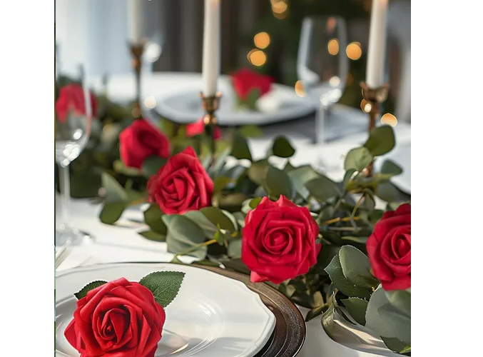 Foto 5 pulgar | Xtellar Rosas Artificiales Deluxe 25pc, Decorativas De Lujo Para Eventos Elegantes Y Creaciones Manuales