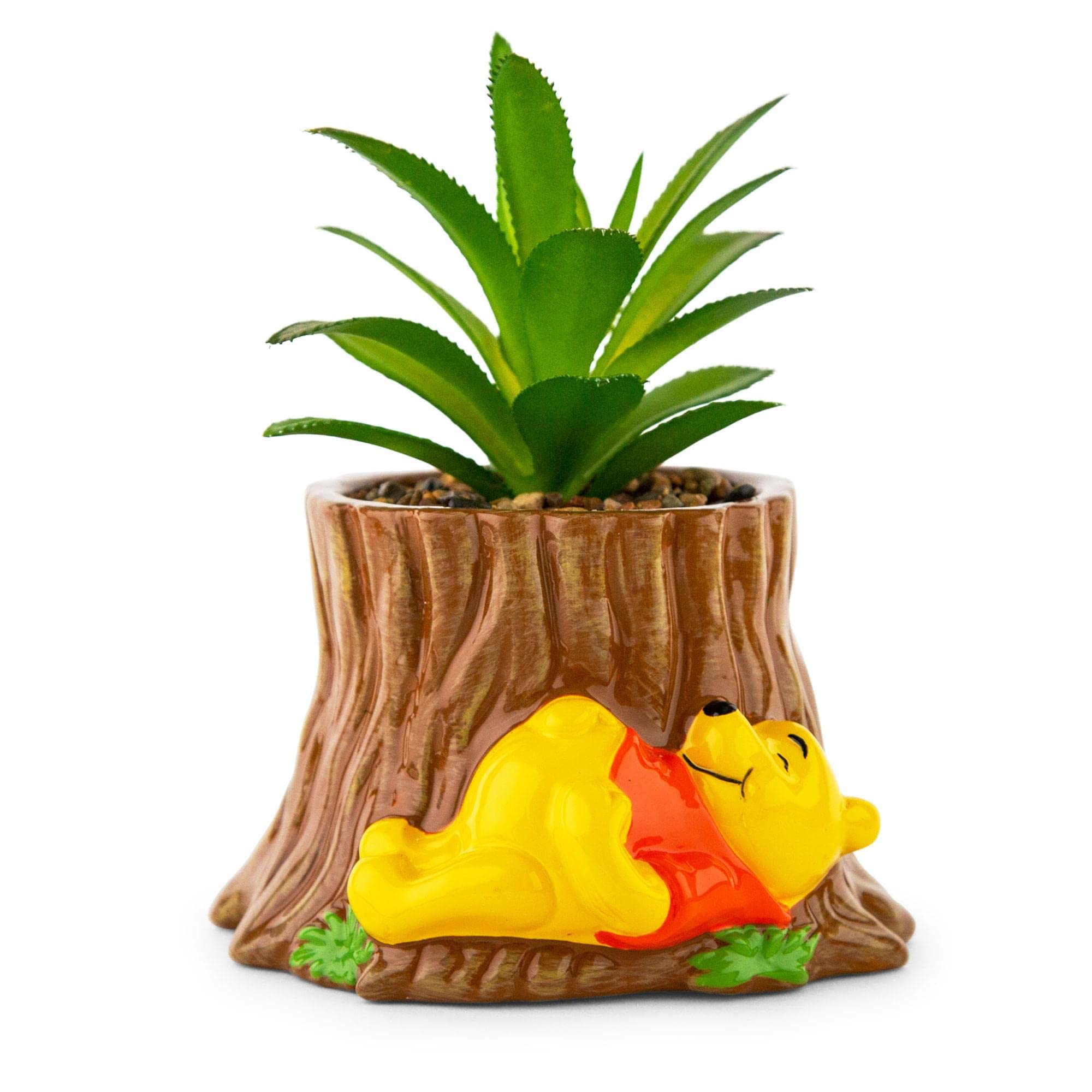 Foto 3 pulgar | Maceta De Cerámica Con Tocón De Árbol De Winnie The Pooh Con Suculentas De 5 Pulgadas - Venta Internacional.