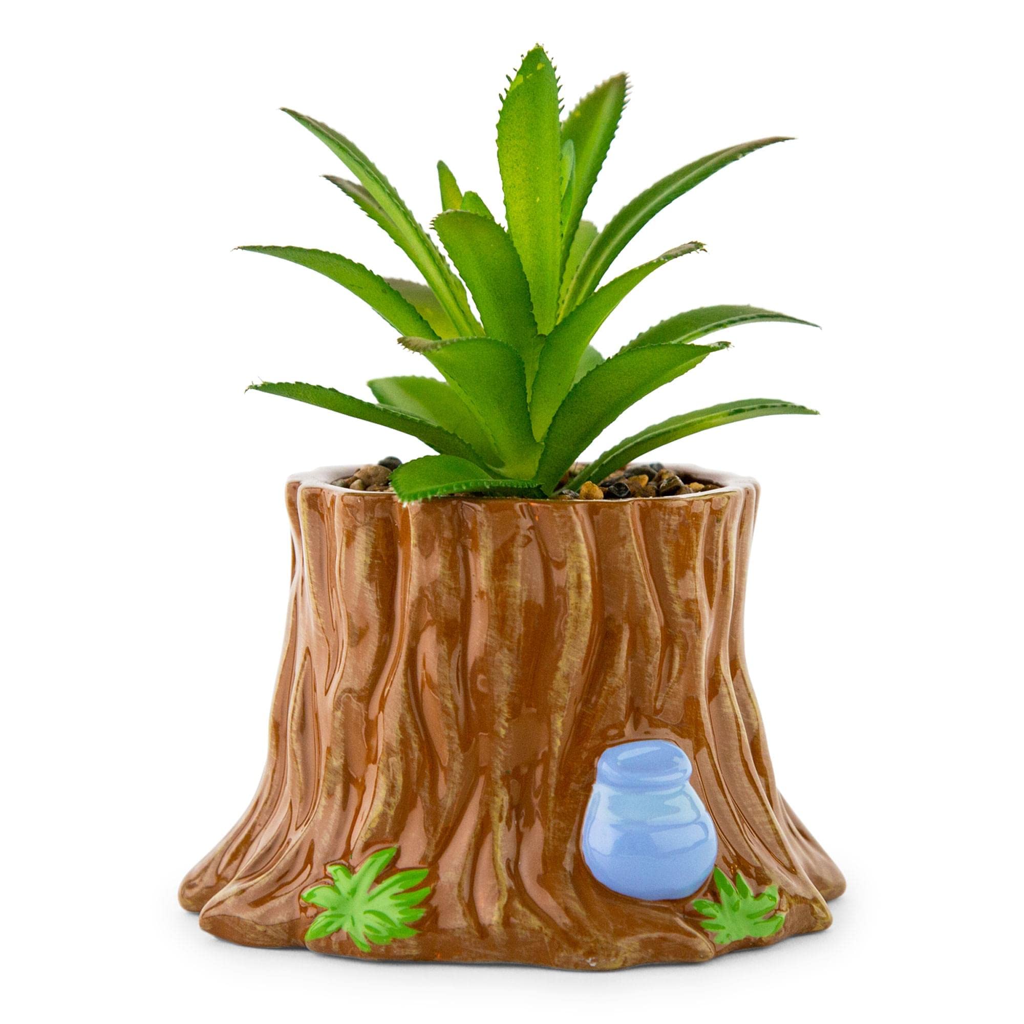 Foto 4 pulgar | Maceta De Cerámica Con Tocón De Árbol De Winnie The Pooh Con Suculentas De 5 Pulgadas - Venta Internacional.