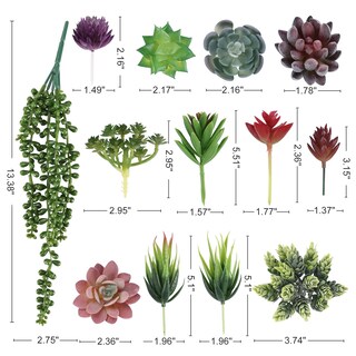 Foto 2 | Plantas Suculentas Artificiales Cewor 14 Unidades Sin Maceta Realistas - Venta Internacional.