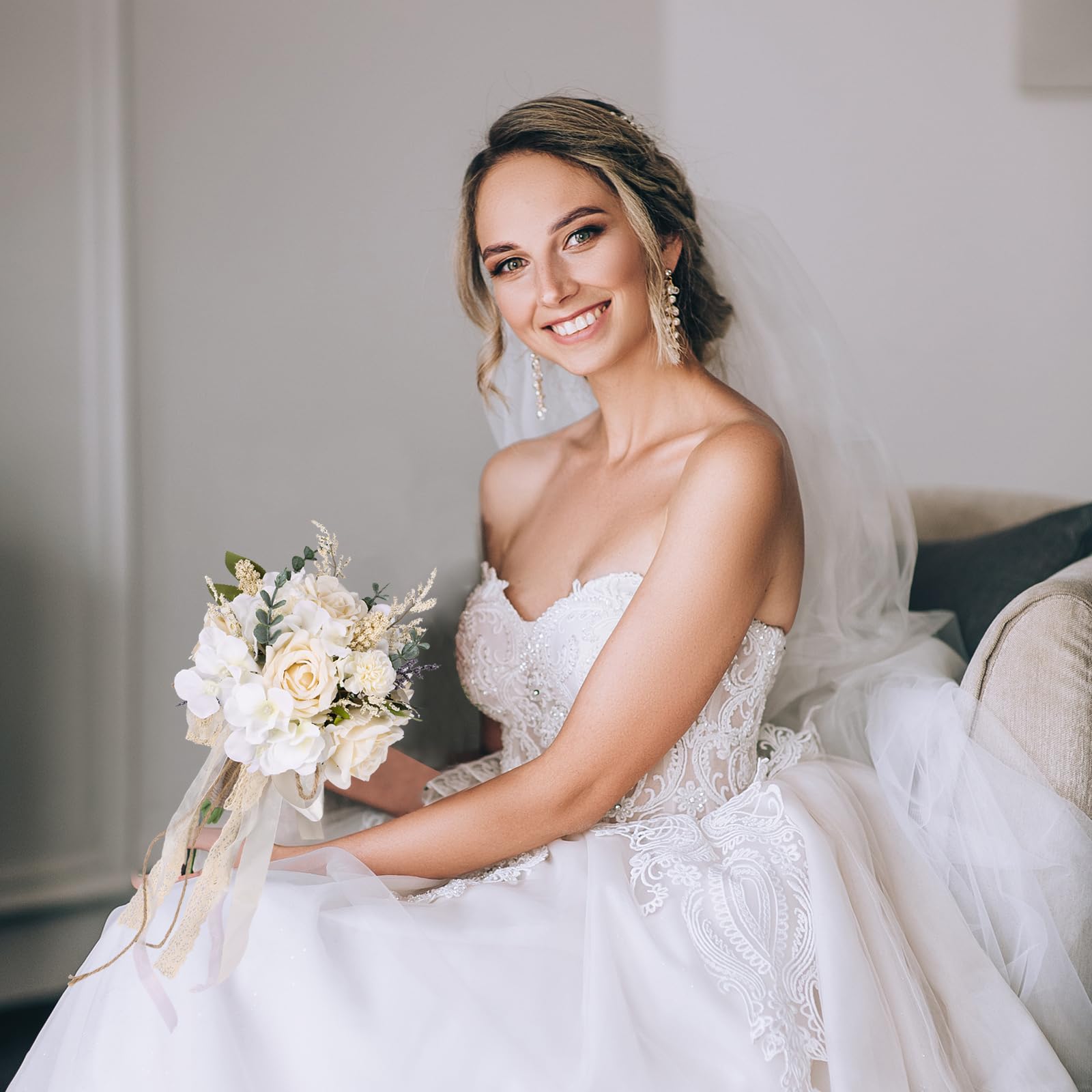 Foto 3 | Ramos De Boda Cewor Con Rosas Artificiales Para Novia Y Dama De Honor - Venta Internacional.