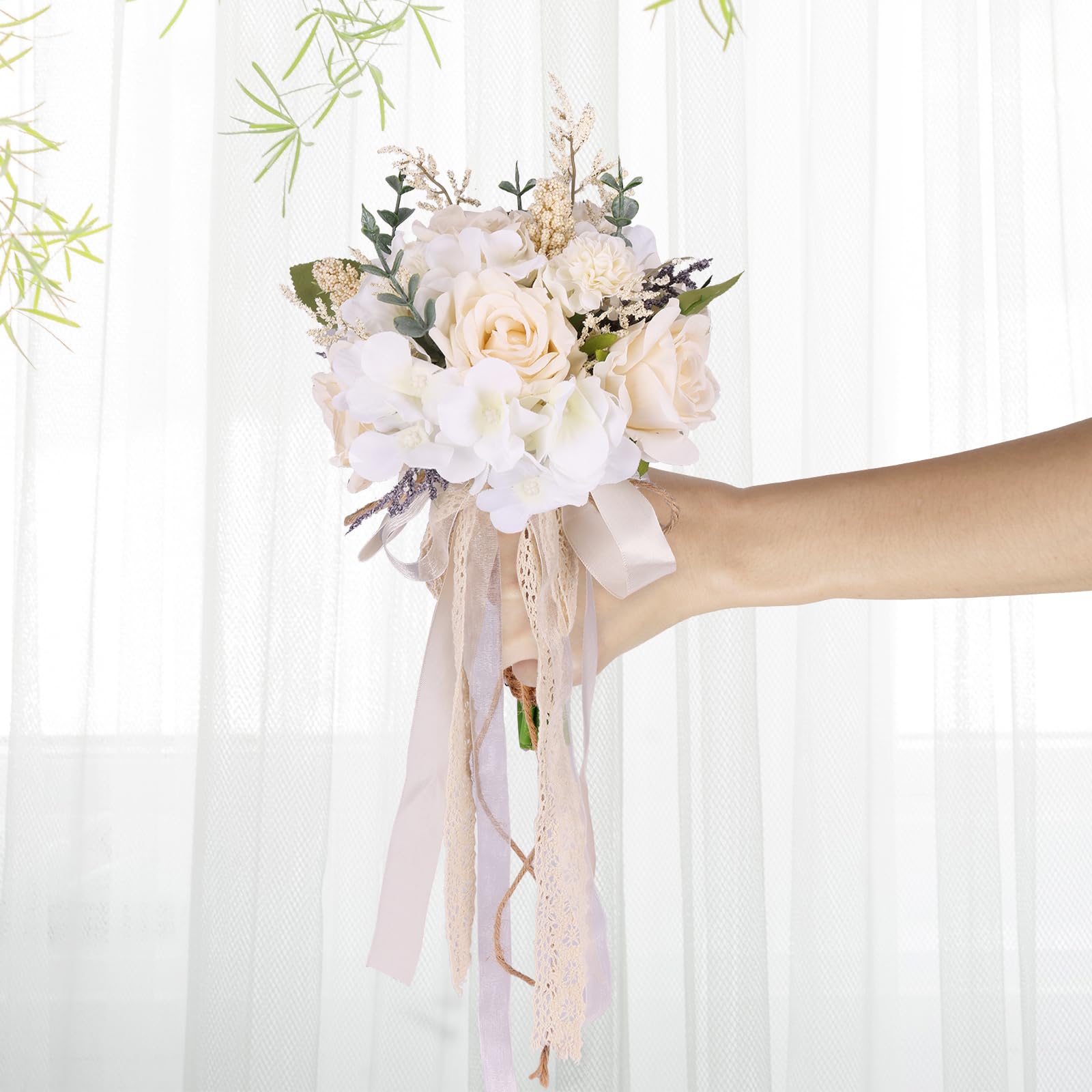 Foto 5 | Ramos De Boda Cewor Con Rosas Artificiales Para Novia Y Dama De Honor - Venta Internacional.