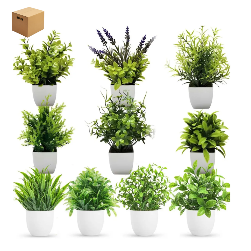 Foto 2 pulgar | 10 Piezas Plantas Artificiales Macetas Decorativas Bonsái Belug  Verde Oscuro