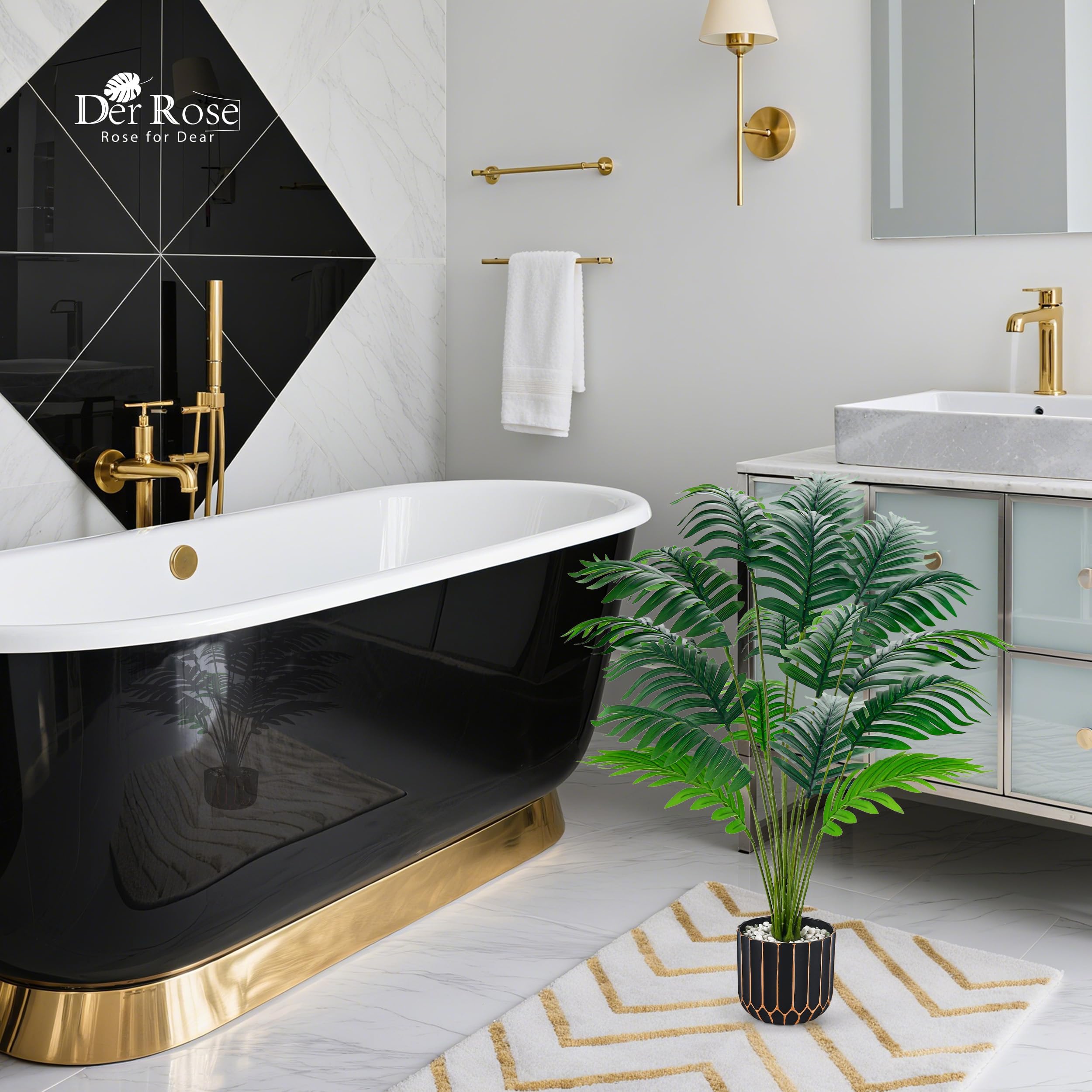 Foto 5 | Palmera Artificial Der Rose 28 Grande Con Maceta Para Interiores - Venta Internacional.
