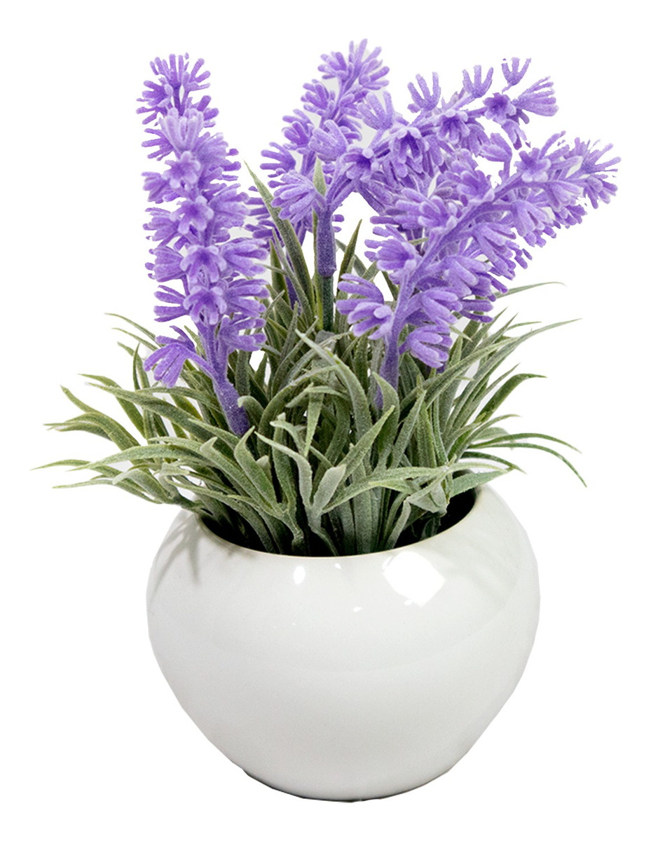 Lavanda Artificial en Maceta de Hojalata Jauz Blanco 22 cm