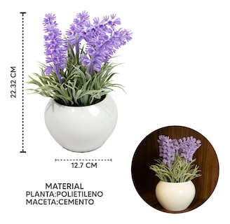 Foto 2 | Lavanda Artificial en Maceta de Hojalata Jauz Blanco 22 cm