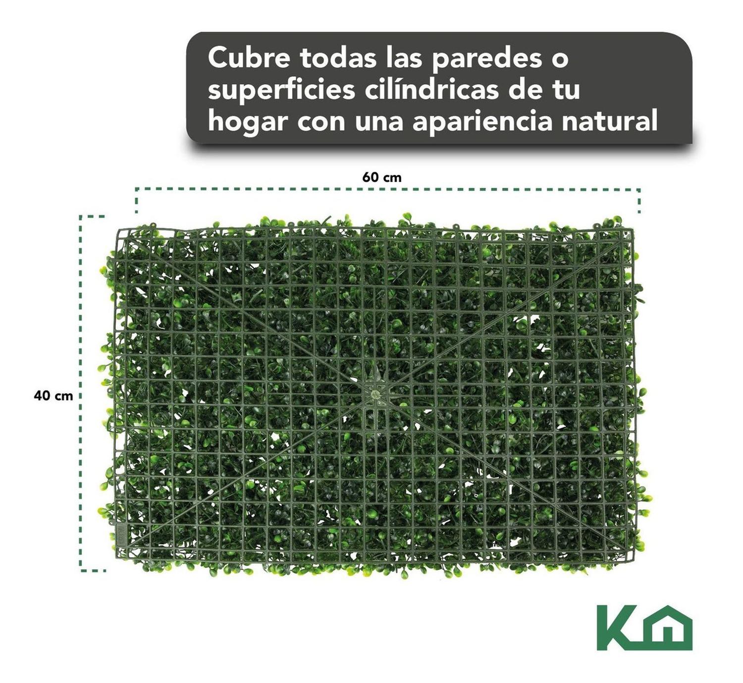 Foto 6 pulgar | Follaje Artificial Sintético Muro Verde KingsHouse 60x40 Cm Decoración