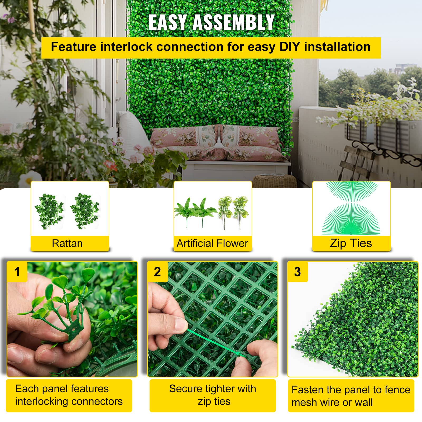 Foto 7 pulgar | Paneles De Boj Artificial Vevor 20 X 20 Cm Green Grass X16 - Venta Internacional.