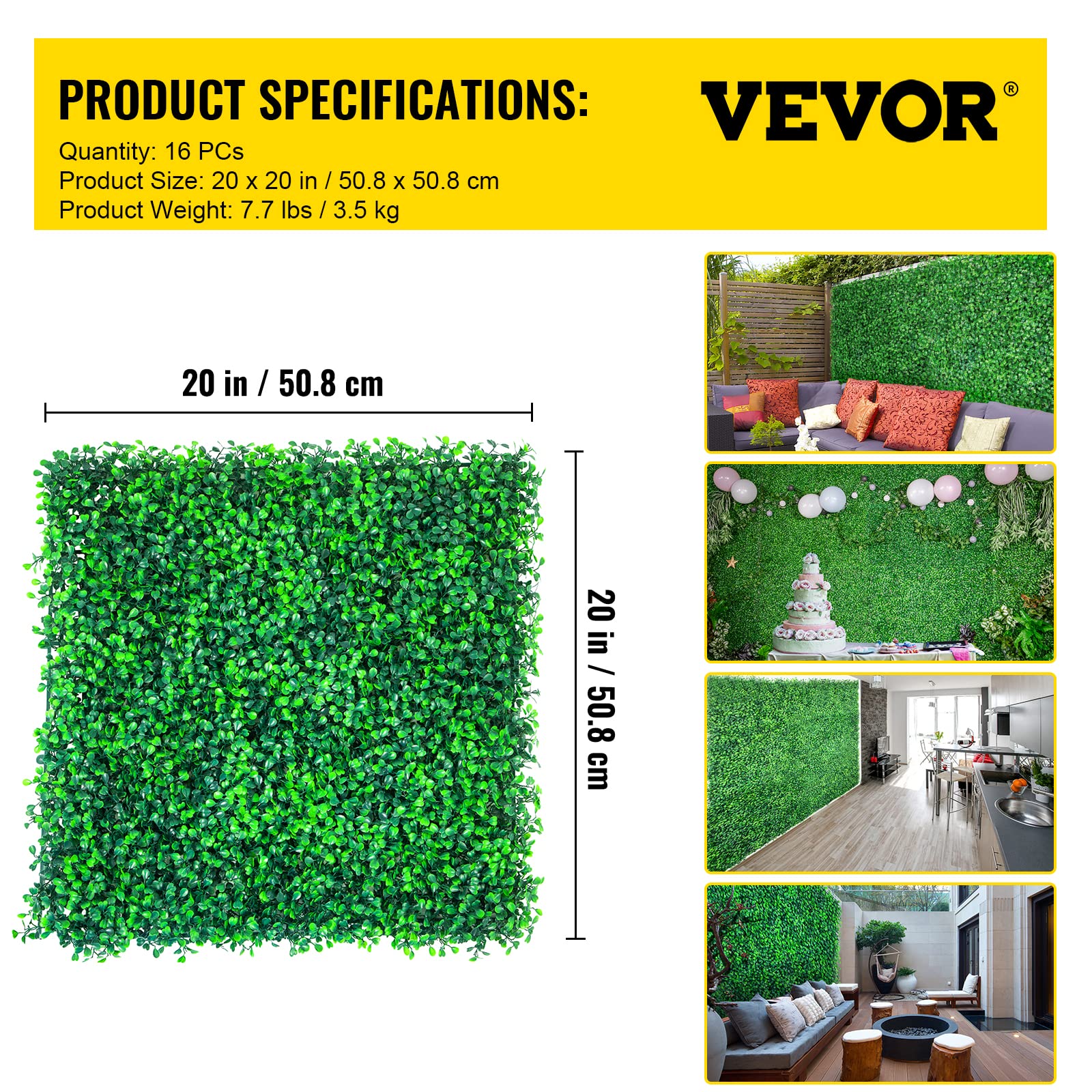 Foto 8 pulgar | Paneles De Boj Artificial Vevor 20 X 20 Cm Green Grass X16 - Venta Internacional.