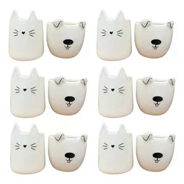 Macetas Ceramica Animalitos Perro Gato Set De 12 Piezas $300