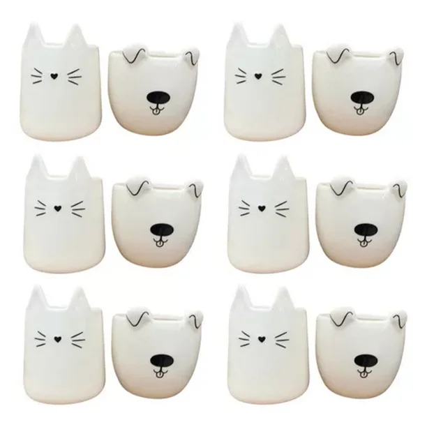 Macetas Ceramica Animalitos Perro Gato Set De 12 Piezas