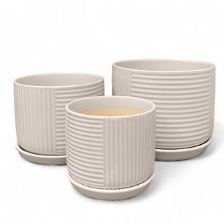 Foto 1 | Set de 3 Macetas Ilios Innova Jt252-gri/kit de color Gris Cerámica