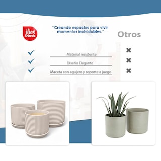 Foto 7 | Set de 3 Macetas Ilios Innova Jt252-gri/kit de color Gris Cerámica